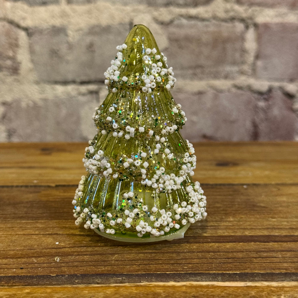 Glittery Glass Light-Up Trees