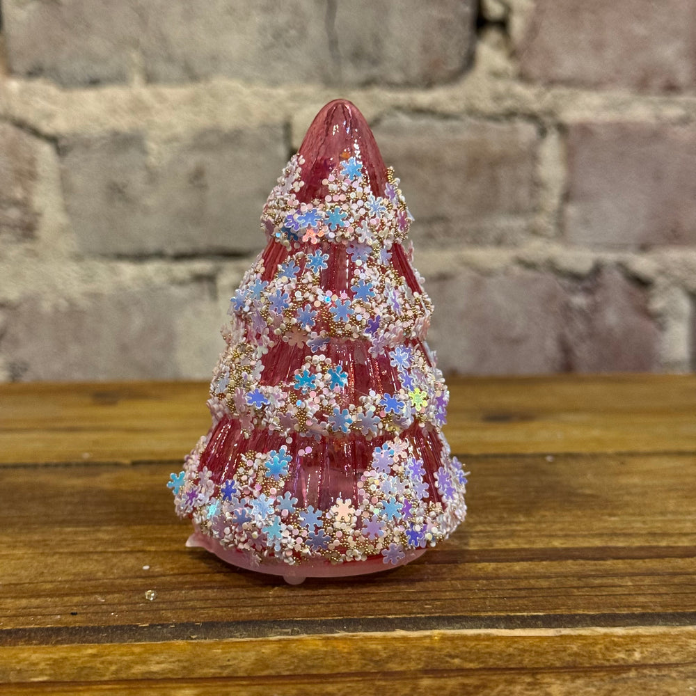 Glittery Glass Light-Up Trees