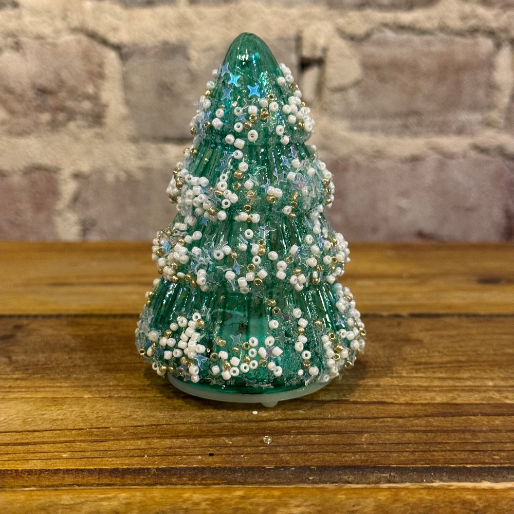 Glittery Glass Light-Up Trees