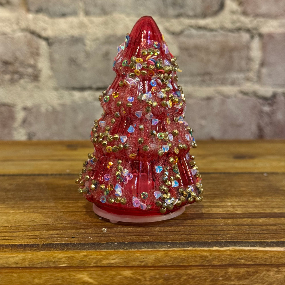 Glittery Glass Light-Up Trees