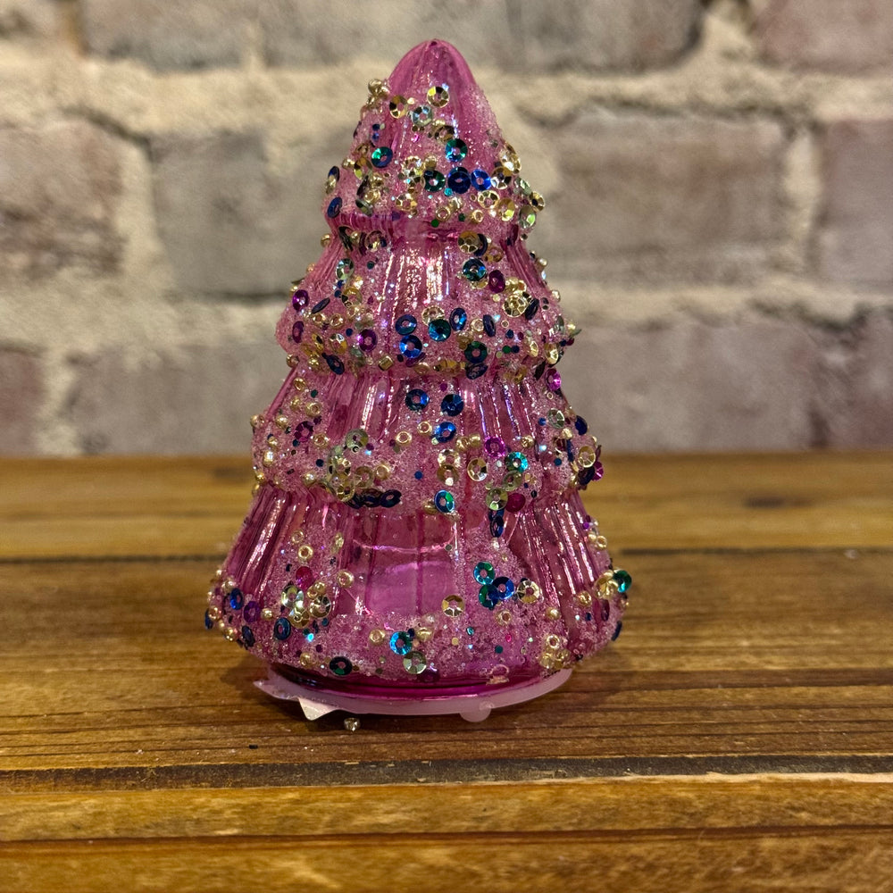 Glittery Glass Light-Up Trees