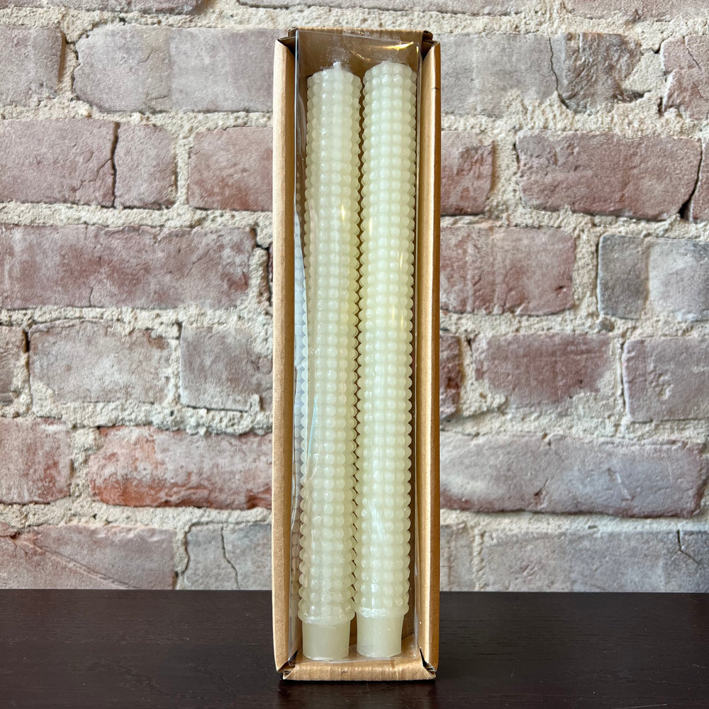 Unscented Hobnail Taper Candles - Set of 2