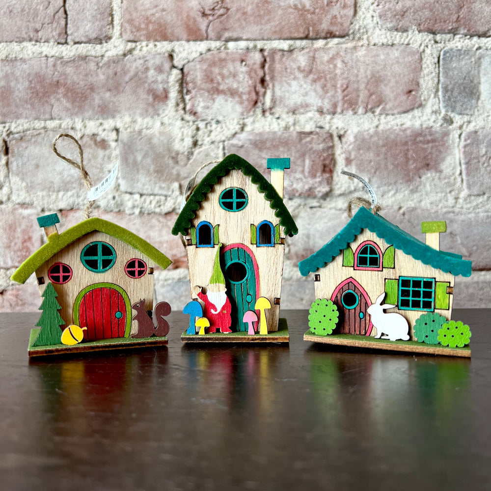 Flocked Cottage Ornament