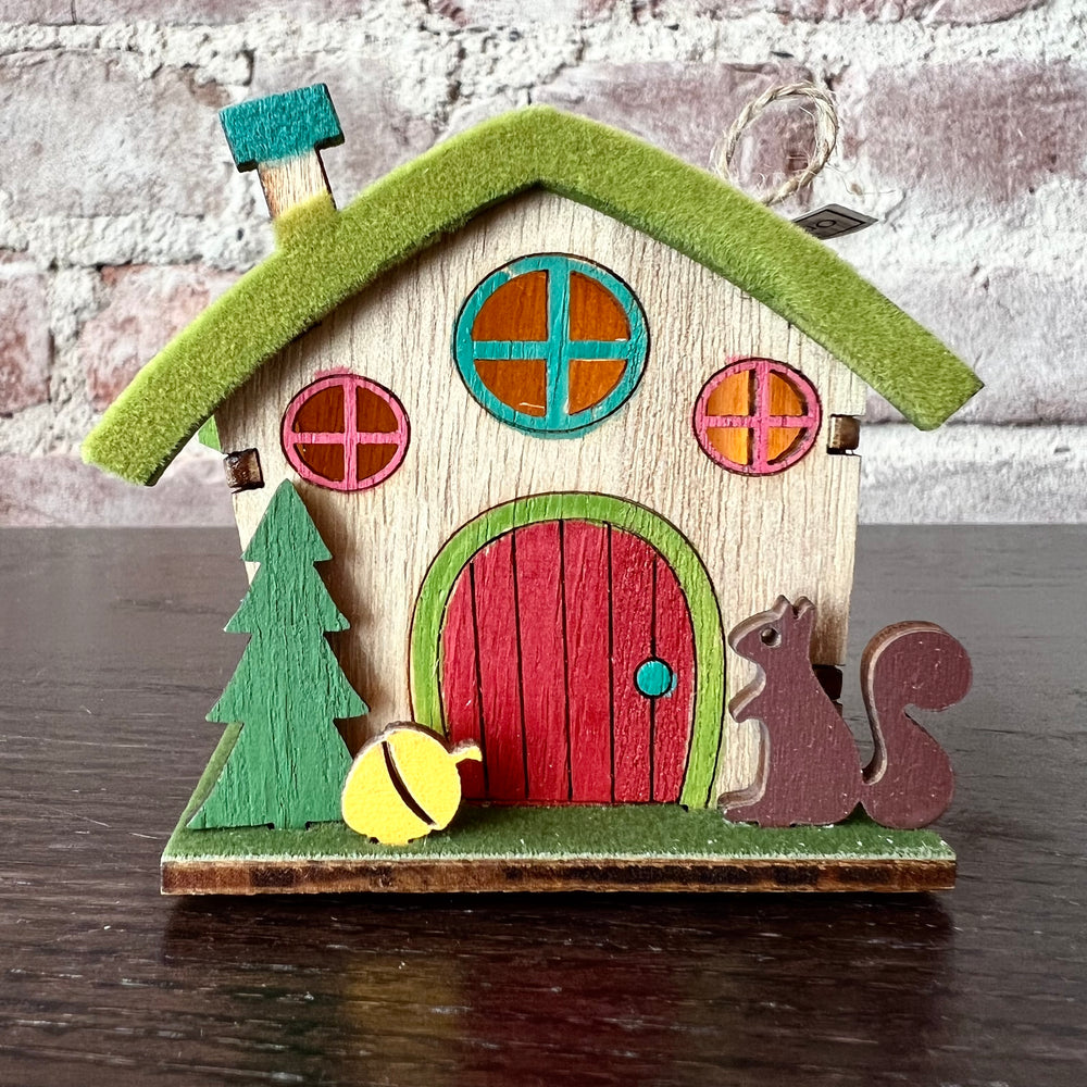 Flocked Cottage Ornament